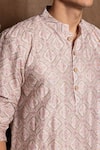 Buy_Amrit Dawani_Ivory Cotton, Silk Embroidery Lucknowi Work Kurta With Pant _Online_at_Aza_Fashions