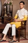 Shop_Amrit Dawani_Yellow Cotton Silk Embroidery Butti Ombre Effect Kurta With Pant _at_Aza_Fashions