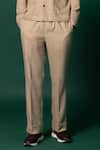 Amrit Dawani_Beige Tanzanian Linen Plain Pant _Online_at_Aza_Fashions