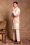 Shop_Amrit Dawani_Pink Bundi Italian Polywool Plain Button Placket And Kurta Set _at_Aza_Fashions