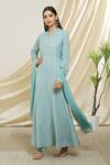 Buy_Peenacolada_Blue Georgette, Chiffon Embroidery Bandeau Leaf Resham Anarkali With Dupatta _Online_at_Aza_Fashions