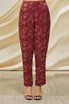 Peenacolada_Maroon Silk, Brocade Embroidery Collared Shirt And Woven Pant Set _at_Aza_Fashions