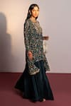 Redpine Designs_Green Kurta And Dupatta Viscose Georgette Printed Floral Blossom Sharara Set _Online_at_Aza_Fashions