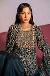 Shop_Redpine Designs_Green Kurta And Dupatta Viscose Georgette Printed Floral Blossom Sharara Set _Online_at_Aza_Fashions