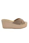 Tic Tac Toe Footwear_Grey Embellished Shimmer Strap Cross Wedges _Online_at_Aza_Fashions