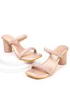 Buy_Tic Tac Toe Footwear_Gold Embellished Glitter Strap Block Heels _at_Aza_Fashions