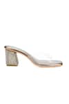 Tic Tac Toe Footwear_Grey Diamond Studded Heels_Online_at_Aza_Fashions
