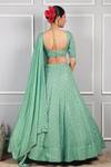 Shop_Kohsh_Green Georgette Embroidered Thread V-neck Floral Lehenga Set  _at_Aza_Fashions