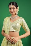 Shop_Kohsh_Yellow Georgette Embroidered Thread V-neck Floral Sequin Lehenga Set  _Online_at_Aza_Fashions