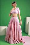 Buy_Kohsh_Pink Georgette Embroidered Thread Sequin Butti Embellished Lehenga Set  _at_Aza_Fashions