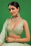 Buy_Kohsh_Green Georgette Embroidered Thread Mirrorwork Embellished Lehenga Set  _Online_at_Aza_Fashions