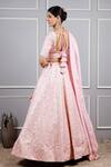 Shop_Kohsh_Pink Lehenga And Blouse Silk Embroidered Thread V-neck Geometric Set  _at_Aza_Fashions