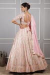 Shop_Kohsh_Pink Georgette Embroidered Stripe Mirrorwork Embellished Lehenga Set  _at_Aza_Fashions