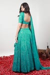 Shop_Kohsh_Green Georgette Embroidered Resham V-neck Floral Vine Lehenga Set  _at_Aza_Fashions