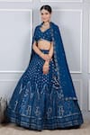 Buy_Kohsh_Blue Georgette Embroidered Resham V-neck Jaal Sequin Lehenga Set  _at_Aza_Fashions