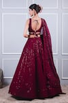 Shop_Kohsh_Wine Lehenga And Blouse Georgette Embroidered Sequin Square Wave Set  _at_Aza_Fashions