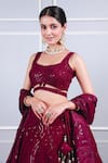 Kohsh_Wine Lehenga And Blouse Georgette Embroidered Sequin Square Wave Set  _Online_at_Aza_Fashions