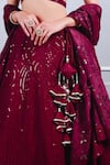 Buy_Kohsh_Wine Lehenga And Blouse Georgette Embroidered Sequin Square Wave Set  _Online_at_Aza_Fashions