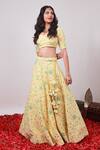 Buy_Kohsh_Yellow Georgette Embroidered Sequin V-neck Blossom Lehenga Set  _Online_at_Aza_Fashions