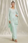 Buy_Shivani Awasty_Green Georgette Hand Embroidered Cut Dana Sequin Tunic And Pant Set _at_Aza_Fashions