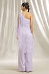 Shivani Awasty_Purple Tulle Hand Embroidered Beads One Shoulder Neck Jumpsuit _Online_at_Aza_Fashions