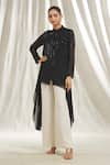 Buy_Shivani Awasty_Black Georgette Embroidered Crystal Asymmetric Embellished Tunic _at_Aza_Fashions