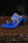 Buy_Miraki_Blue Cut Work, Chains Kolhapuri Block Heels _Online_at_Aza_Fashions