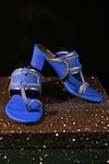 Shop_Miraki_Blue Cut Work, Chains Kolhapuri Block Heels _Online_at_Aza_Fashions