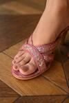Buy_Miraki_Pink Sequin And Thread Embellished Strap Heels_Online