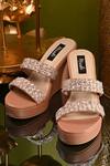 Shop_Miraki_Peach Crystal And Beads Embroidered Wedges _at_Aza_Fashions