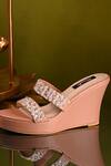 Buy_Miraki_Peach Crystal And Beads Embroidered Wedges _Online_at_Aza_Fashions