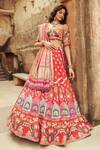 Shop_Annus Creation_Orange Silk Embroidered Cutdana Square 3d Tassel Bridal Lehenga Set _at_Aza_Fashions