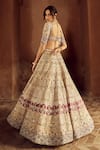 Shop_Annus Creation_Beige Silk Embroidered Cutdana Sweetheart Embellished Bridal Lehenga Set _at_Aza_Fashions