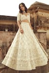 Shop_Annus Creation_Ivory Silk Embroidered Cutdana Sweetheart Sequin And Pearl Work Bridal Lehenga Set _at_Aza_Fashions