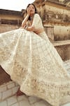 Annus Creation_Ivory Silk Embroidered Cutdana Sweetheart Sequin And Pearl Work Bridal Lehenga Set _Online_at_Aza_Fashions