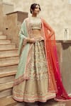 Buy_Annus Creation_Green Silk Embroidered Cutdana High Round Sequin And Bridal Lehenga Set _at_Aza_Fashions