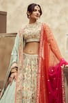 Annus Creation_Green Silk Embroidered Cutdana High Round Sequin And Bridal Lehenga Set _Online_at_Aza_Fashions