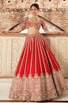 Buy_Annus Creation_Red Silk Embroidered Cutdana Sweetheart Panelled Bridal Lehenga Set _Online_at_Aza_Fashions