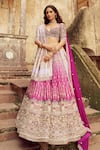 Buy_Annus Creation_Magenta Silk Embroidered Cutdana Sweetheart Floral Bridal Lehenga Set _at_Aza_Fashions