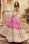 Buy_Annus Creation_Magenta Silk Embroidered Cutdana Sweetheart Floral Bridal Lehenga Set _Online_at_Aza_Fashions