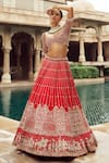 Buy_Annus Creation_Red Silk Embroidery Cutdana Sweetheart Neck Baraat Zardozi Bridal Lehenga Set _Online_at_Aza_Fashions