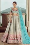 Buy_Annus Creation_Blue Silk Embroidery Cutdana Sweetheart Elephant Zardozi Bridal Lehenga Set _at_Aza_Fashions