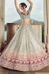 Annus Creation_Blue Silk Embroidery Cutdana Sweetheart Elephant Zardozi Bridal Lehenga Set _Online_at_Aza_Fashions