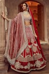 Buy_Annus Creation_Maroon Dupion Silk Embroidery Cutdana Mughal Garden Bridal Lehenga Set _at_Aza_Fashions