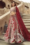 Buy_Annus Creation_Red Silk Embroidery Cutdana Sweetheart Neck Mughal Bloom Bridal Lehenga Set _at_Aza_Fashions