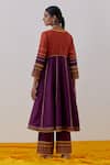Shop_TIC_Purple Cotton Slub Raqs Colorblock Embellished Anarkali With Palazzo _at_Aza_Fashions