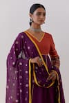 Shop_TIC_Purple Cotton Slub Raqs Colorblock Embellished Anarkali Palazzo Set _Online_at_Aza_Fashions