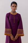 Shop_TIC_Purple Cotton Slub Beas Embellished Straight Kurta With Palazzo _Online_at_Aza_Fashions