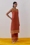 Buy_TIC_Orange Cotton Slub Seher Hand Block Print Kurta With Palazzo _Online_at_Aza_Fashions