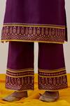 Shop_The Indian Cause_Purple Cotton, Georgette Seher Hand Block Print Embellished Kurta Palazzo Set_Online_at_Aza_Fashions